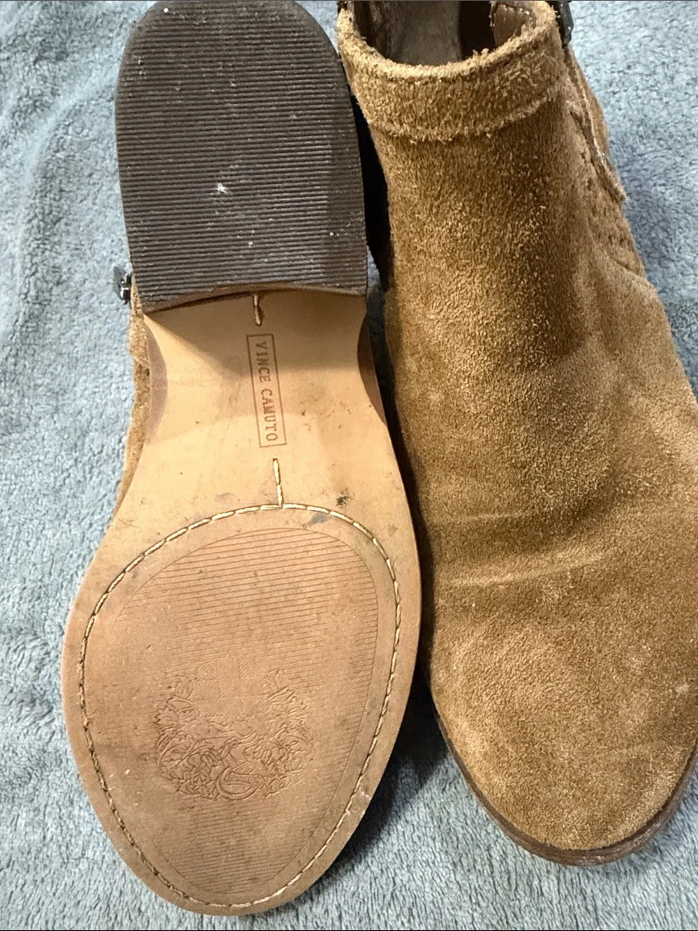 Vince Camuto Chestnut Suede Ankle Booties with Side Zip
